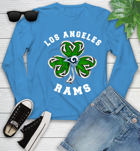 NFL Los Angeles Rams Three Leaf Clover St Patrick's Day Football Sports Youth Long Sleeve 8
