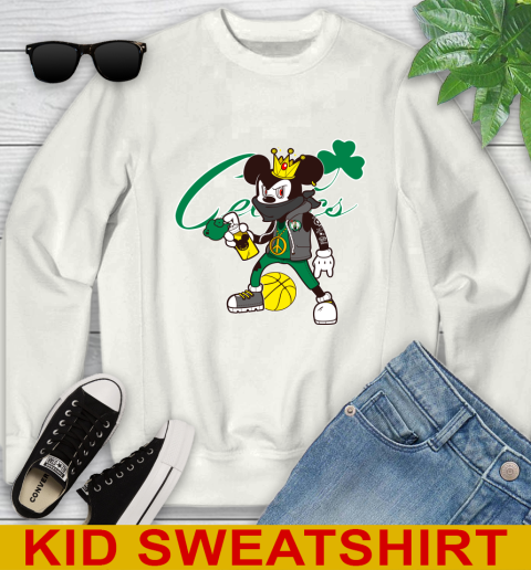 Boston Celtics NBA Basketball Mickey Peace Sign Sports Youth Sweatshirt