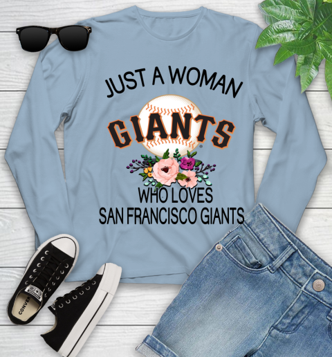 MLB Just A Woman Who Loves San Francisco Giants Baseball Sports Youth Long Sleeve 6