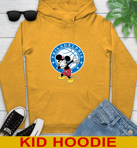 Philadelphia 76ers NBA Basketball Dabbing Mickey Disney Sports Youth Hoodie 3