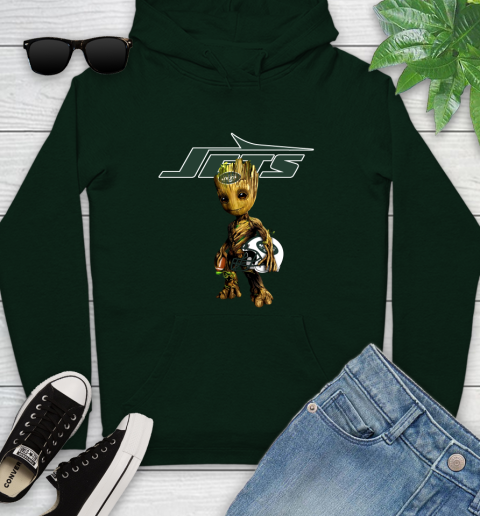 New York Jets NFL Football Groot Marvel Guardians Of The Galaxy Youth Hoodie 13