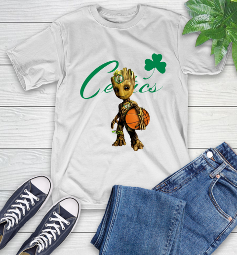 Boston Celtics NBA Basketball Groot Marvel Guardians Of The Galaxy T-Shirt