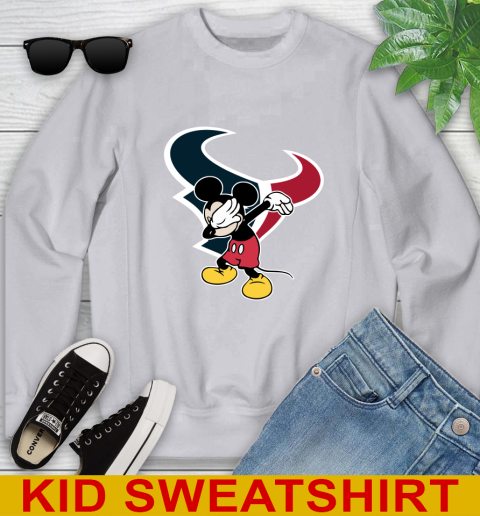Houston Texans NFL Football Dabbing Mickey Disney Sports Youth Sweatshirt 4