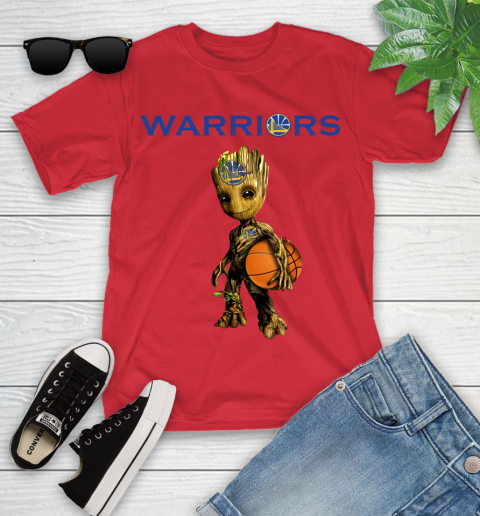 Golden State Warriors NBA Basketball Groot Marvel Guardians Of The Galaxy Youth T-Shirt 10