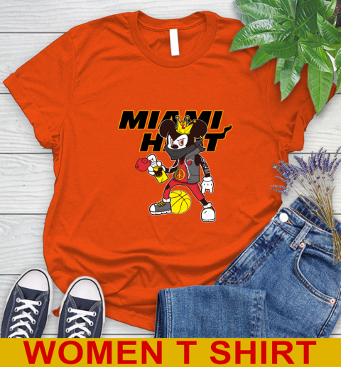 Miami Heat NBA Basketball Mickey Peace Sign Sports Women's T-Shirt 4