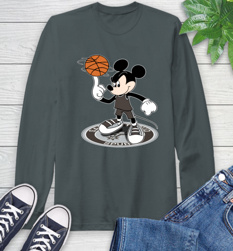 NBA Basketball San Antonio Spurs Cheerful Mickey Disney Shirt Long Sleeve T-Shirt 7