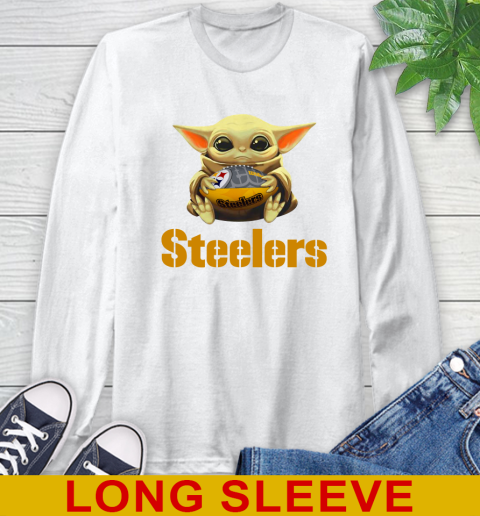 NFL Football Pittsburgh Steelers Baby Yoda Star Wars Shirt Long Sleeve T-Shirt