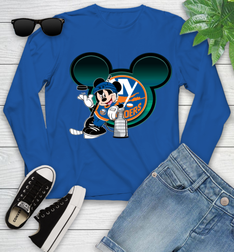 NHL New York Islanders Stanley Cup Mickey Mouse Disney Hockey T Shirt Youth Long Sleeve 9