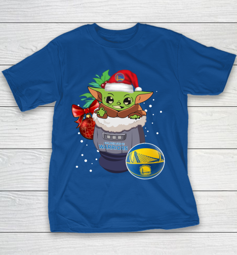 Golden State Warriors Christmas Baby Yoda Star Wars Funny Happy NBA Youth T-Shirt 8