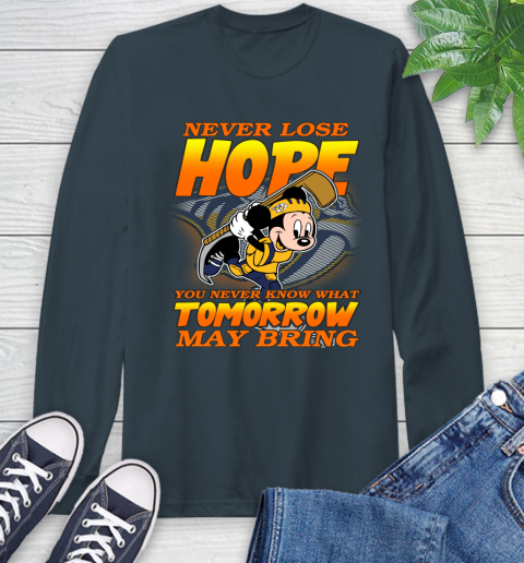 Nashville Predators NHL Hockey ootball Mickey Disney Never Lose Hope Long Sleeve T-Shirt 9