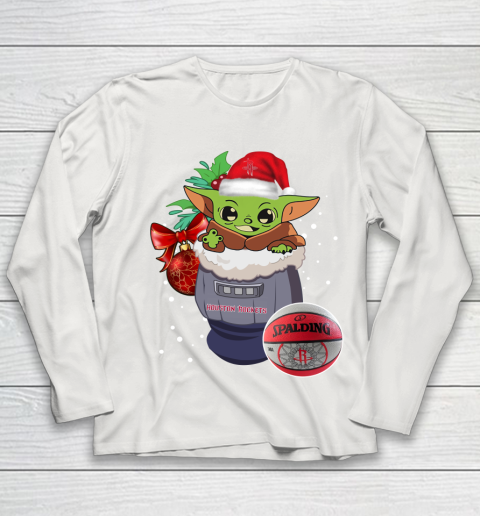 Houston Rockets Christmas Baby Yoda Star Wars Funny Happy NBA Youth Long Sleeve 11