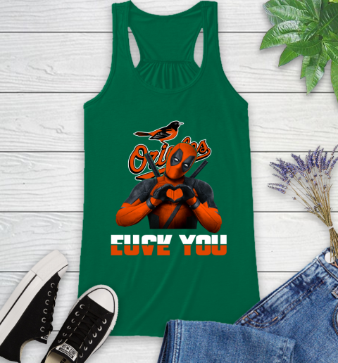 MLB Baltimore Orioles Deadpool Love You Fuck You Baseball Sports Racerback Tank 6