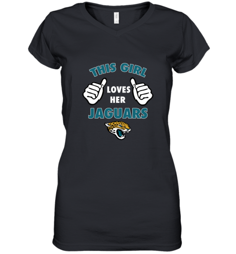 This Girl Loves Her Jacksonville Jaguars Women's V-Neck T-Shirt