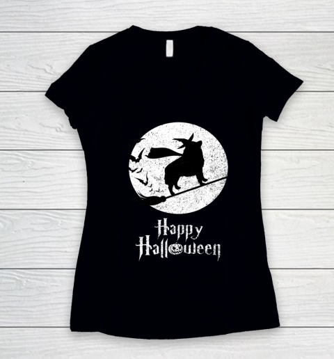 Funny Halloween Costume Witch SCHIPPERKE Dog Lover Gift Women's V-Neck T-Shirt