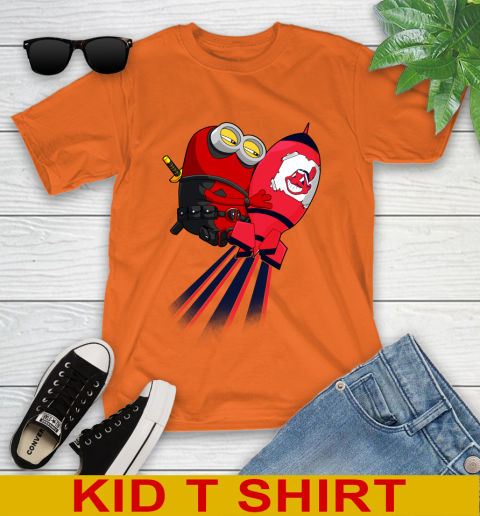 MLB Baseball Cleveland Indians Deadpool Minion Marvel Shirt Youth T-Shirt 8