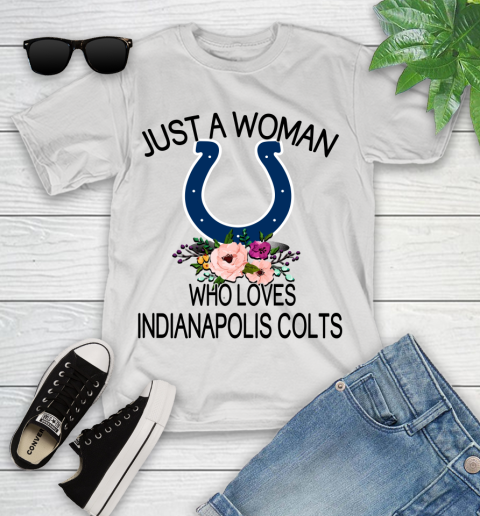 NFL Just A Woman Who Loves Indianapolis Colts Football Sports Youth T-Shirt