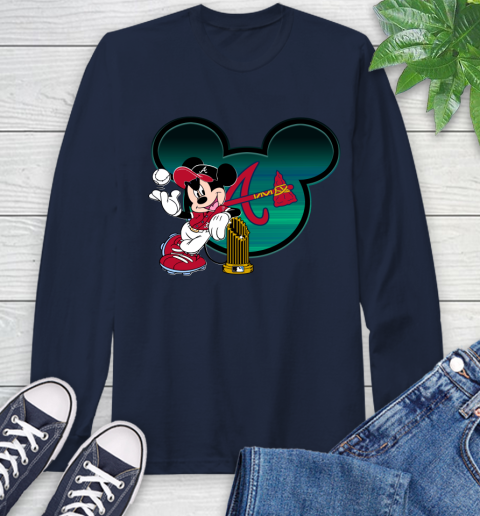 MLB Atlanta Braves The Commissioner's Trophy Mickey Mouse Disney Long Sleeve T-Shirt 4