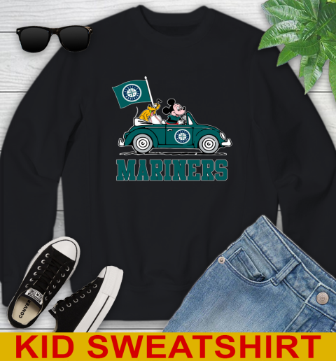 MLB Baseball Seattle Mariners Pluto Mickey Driving Disney Shirt Youth Sweatshirt 2