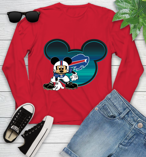 NFL Buffalo Bills Mickey Mouse Disney Football T Shirt Youth Long Sleeve 11