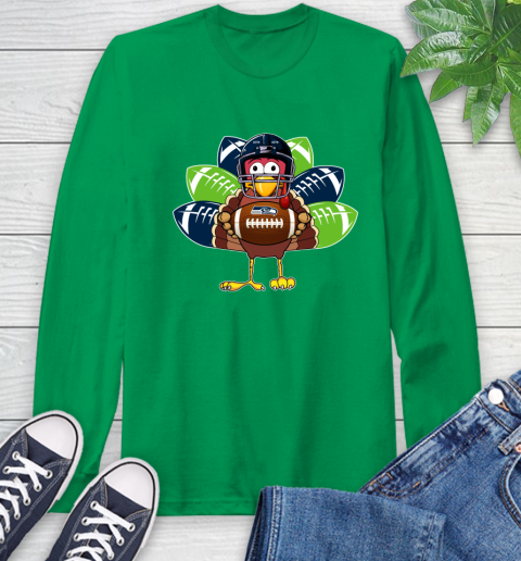 Seattle Seahawks Turkey Thanksgiving Day Long Sleeve T-Shirt 7