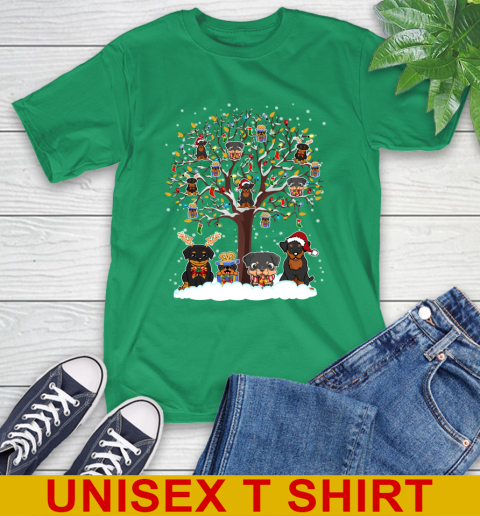 Rottweiler dog pet lover light christmas tree shirt 7