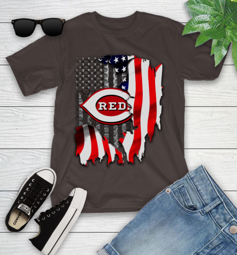 Cincinnati Reds MLB Baseball American Flag Youth T-Shirt 7