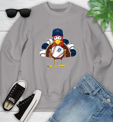 Detroit Tigers Turkey thanksgiving Youth Sweatshirt 4