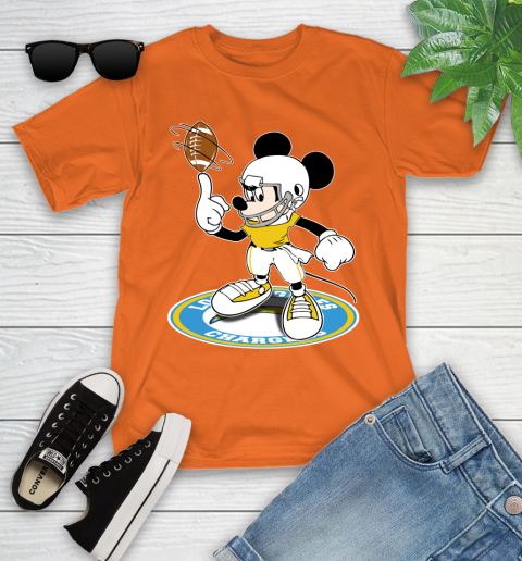 NFL Football Los Angeles Chargers Cheerful Mickey Disney Shirt Youth T-Shirt 7