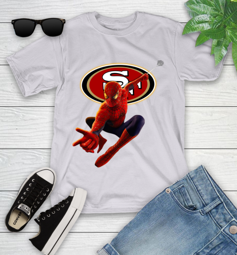 NFL Spider Man Avengers Endgame Football San Francisco 49ers Youth T-Shirt 4