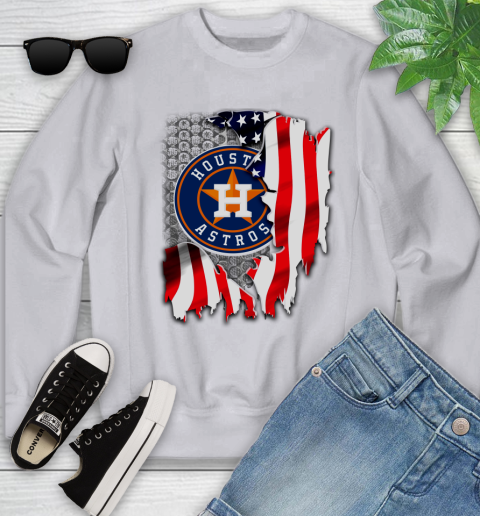 Houston Astros MLB Baseball American Flag Youth Sweatshirt 3