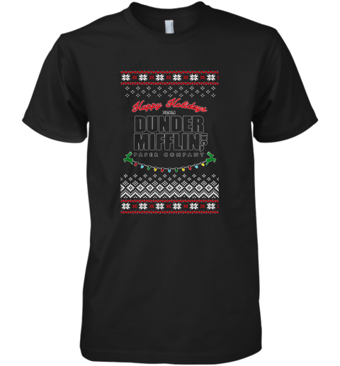 Happy Holidays From Dunder Mifflin Ugly Christmas Adult Crewneck Premium Men's T-Shirt