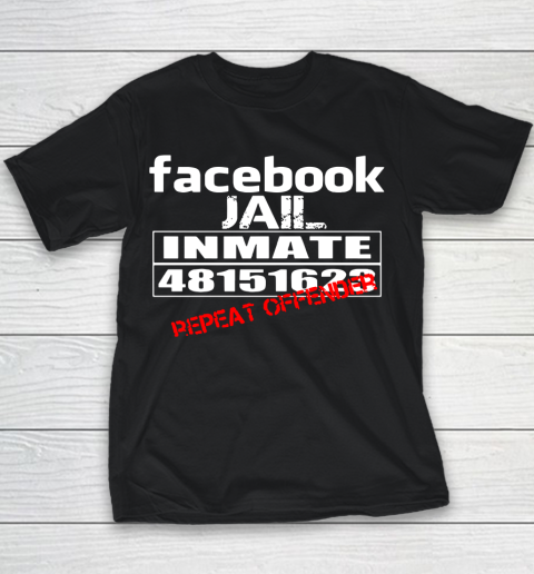 Facebook Jail tshirt Inmate 48151623 Repeat Offender Youth T-Shirt