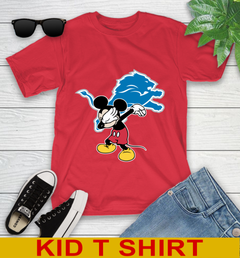 Detroit Lions NFL Football Dabbing Mickey Disney Sports Youth T-Shirt 10