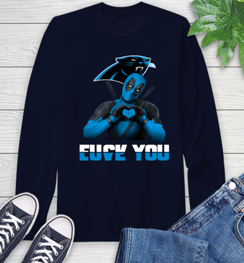NHL Carolina Panthers Deadpool Love You Fuck You Football Sports Long Sleeve T-Shirt 3