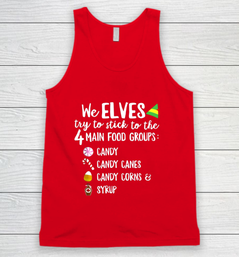 Elves Four Main Food Groups Candy Cane Christmas Elf T-Shirt