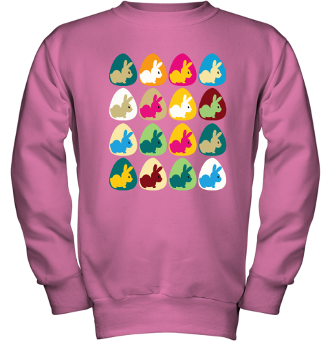 l6el easter rabbit inside easter egg color combination youth sweatshirt 47 front safety pink
