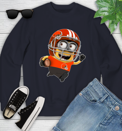 NFL Cleveland Browns Minions Disney Football Sports Youth Sweatshirt 3