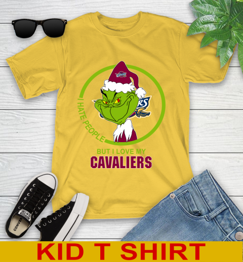 Cleveland Cavaliers NBA Christmas Grinch I Hate People But I Love My Favorite Basketball Team Youth T-Shirt 8
