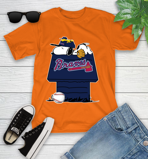 MLB Atlanta Braves Snoopy Woodstock The Peanuts Movie Baseball T Shirt Youth T-Shirt 19