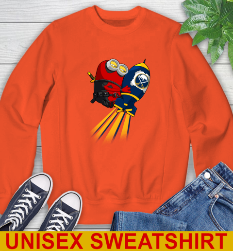 NHL Hockey Buffalo Sabres Deadpool Minion Marvel Shirt Sweatshirt 3