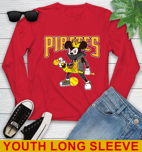 Pittsburgh Pirates MLB Baseball Mickey Peace Sign Sports Youth Long Sleeve 11