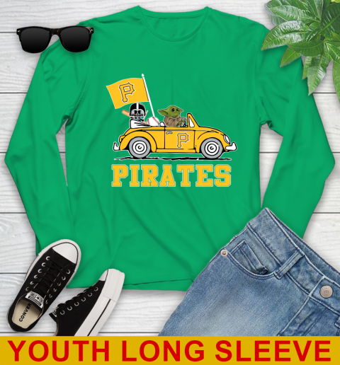 MLB Baseball Pittsburgh Pirates Darth Vader Baby Yoda Driving Star Wars Shirt Youth Long Sleeve 7