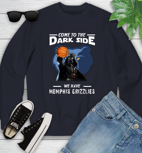 NBA Come To The Dark Side We Have Memphis Grizzlies Star Wars Darth Vader Basketball Youth Sweatshirt 2