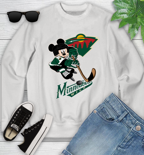 NHL Minnesota Wild Mickey Mouse Disney Hockey T Shirt Youth Sweatshirt