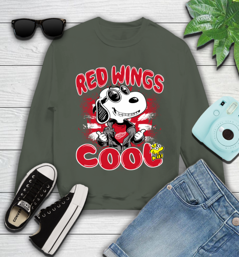 NHL Hockey Detroit Red Wings Cool Snoopy Shirt Youth Sweatshirt 7