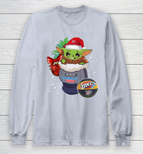 Oklahoma City Thunder Christmas Baby Yoda Star Wars Funny Happy NBA Long Sleeve T-Shirt 6