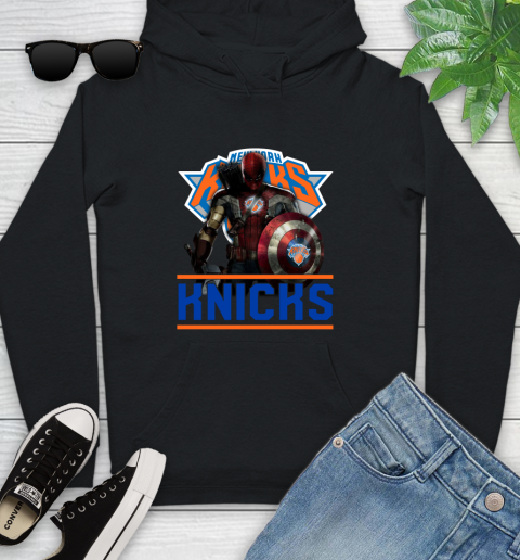 New York Knicks NBA Basketball Captain America Thor Spider Man Hawkeye Avengers Youth Hoodie 2