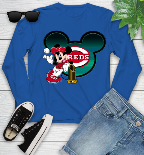 MLB Cincinnati Reds The Commissioner's Trophy Mickey Mouse Disney Youth Long Sleeve 9