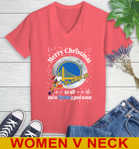 Golden State Warriors Merry Christmas To All And To Warriors A Good Season NBA Basketball Sports Women's V-Neck T-Shirt 6