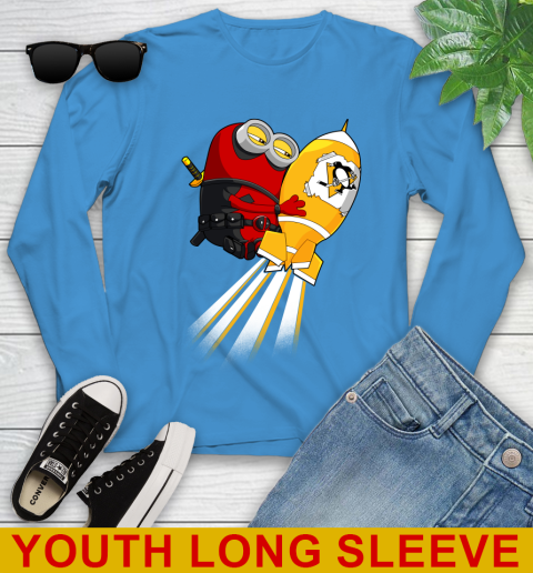NHL Hockey Pittsburgh Penguins Deadpool Minion Marvel Shirt Youth Long Sleeve 8